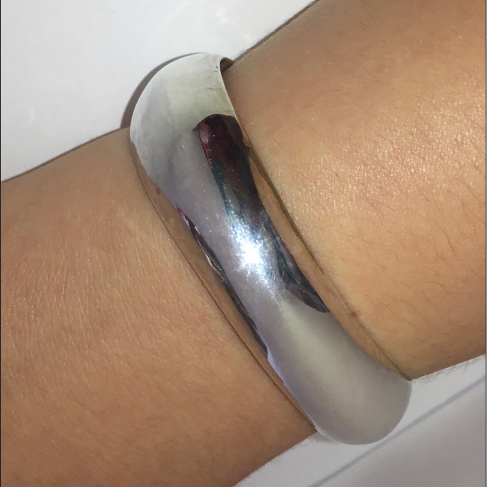 Vintage Sterling Silver 925 Substantial Modern Bold Wide Domed Cuff Bracelet